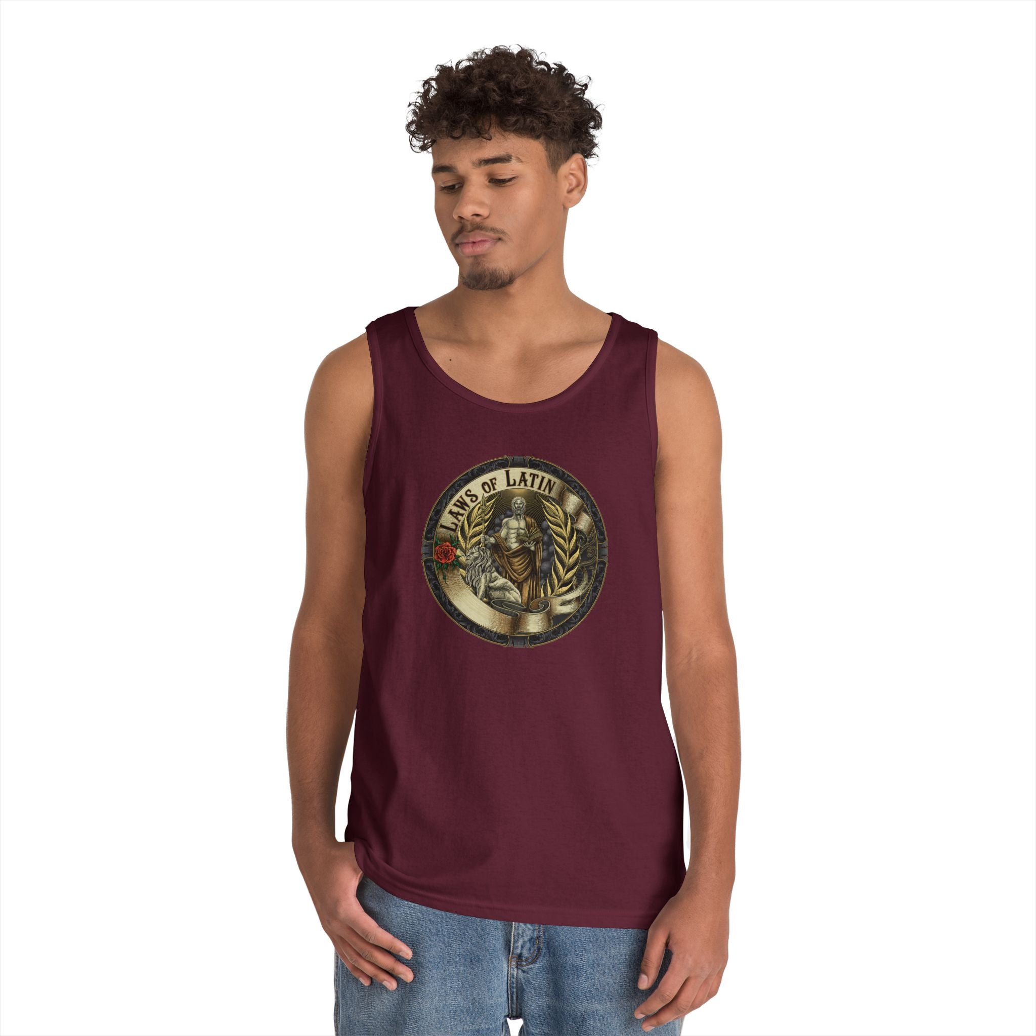 Laws of Latin Maroon Muscle Tee for Men